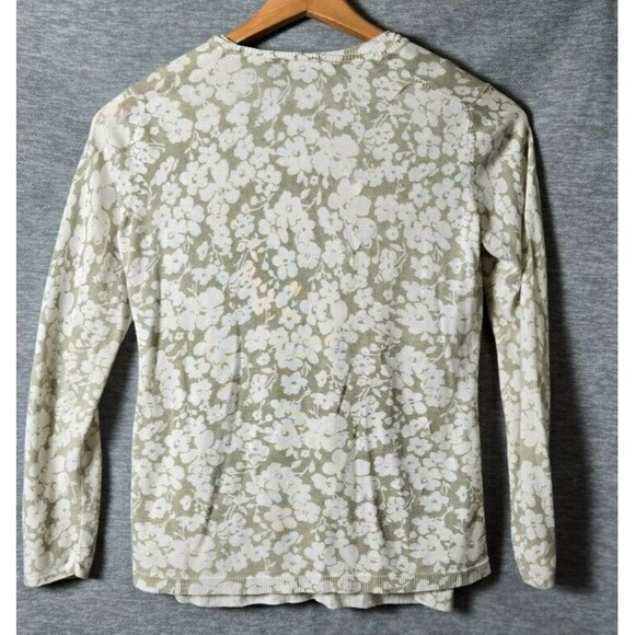 Liz Claiborne Womens Sweater Set Floral Cream & Beige Two-Piece Set Size Medium - Picture 2 of 11